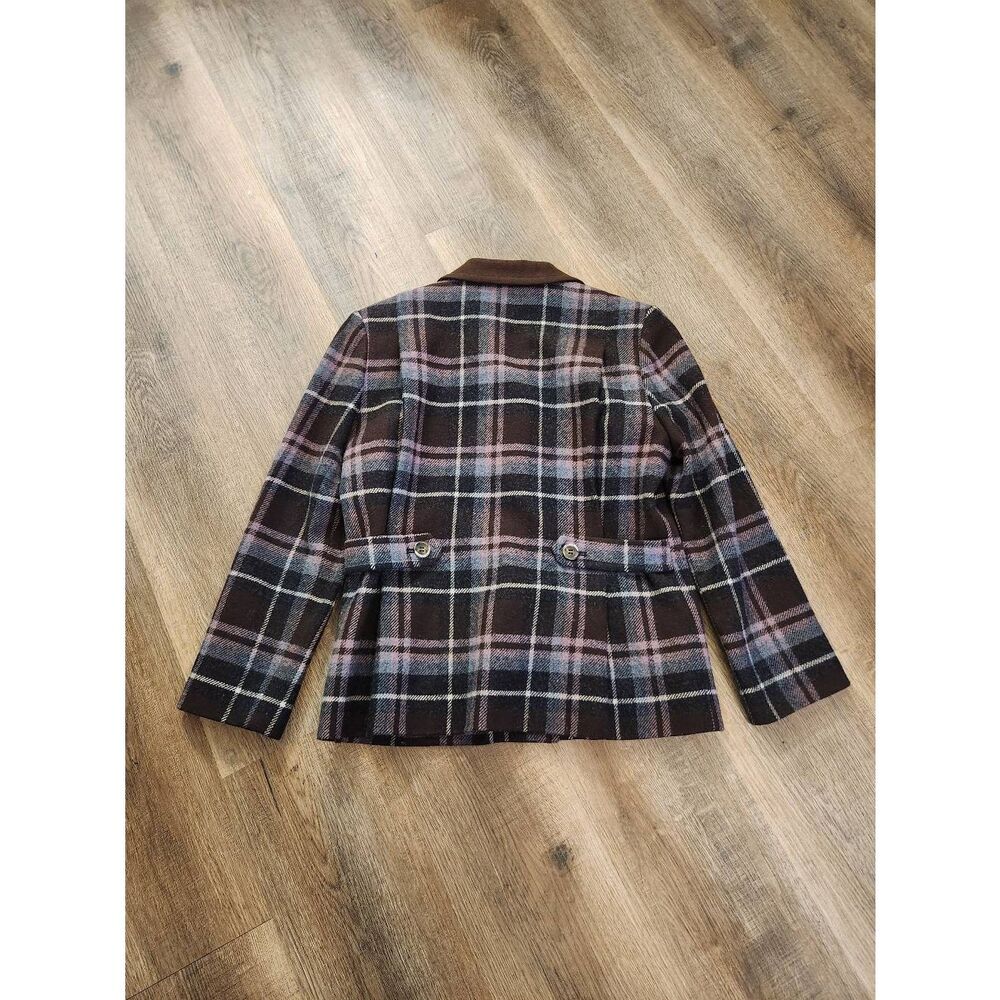 Pendelton Womens size 6 Jacket 100% Wool Plaid brown red button up pockets - Picture 6 of 7